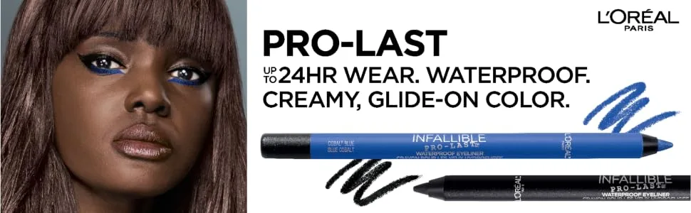 L'Oreal Infallible Pro-Last Waterproof Pencil Eyeliner 930 Black 0.042 fl oz (1.2 g) - pro last loreal paris eyeliner