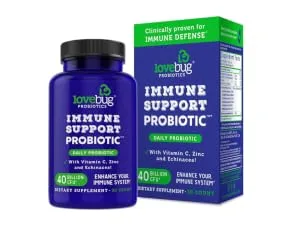 LoveBug Probiotics Advanced Strength Daily Probiotic 50 Billion CFU 30 Count - Immune Support Solds Suck