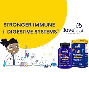 LoveBug Probiotics Kids Probiotics Little Ones 3 Billion CFU 60 Easy To Swallow Spheres - stronger immune digestive system boy girl male female