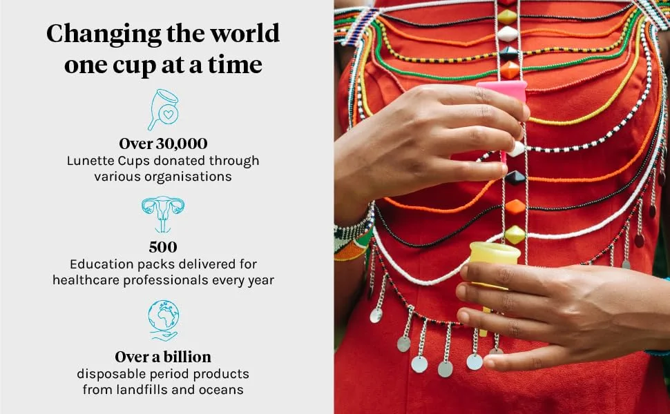 Lunette Menstrual Cup - Clear - Model 2 for normal or heavy bleeding - Lunette over 30000 cups donated