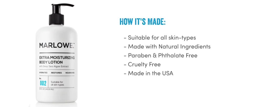 MARLOWE. Body Lotion for Men 15 oz Pump Hydrating & Nourishing Daily Moisturizer for Dry Skin Non-Oily Clean Vegan Formula with Aloe Vera & Amino Acids Original Fresh Sage & Fir Scent - product information 3