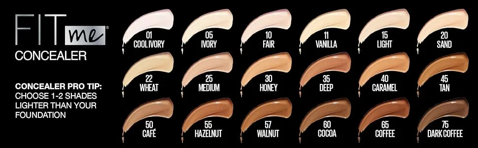 Maybelline Fit Me Concealer  5 Ivory 0.23 fl oz (6.8 ml) - full coverage concealer