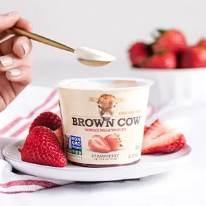 Brown Cow Cream Top Cherry Vanilla on the Bottom Whole Milk Yogurt, 5.3 oz. Cup - Creamy, Delicious Yogurt - unspecified