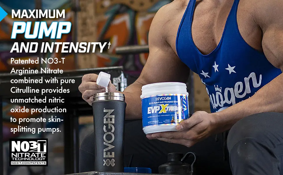 Evogen EVP Xtreme NO | Arginine Nitrate, Beta-Alanine, Citrulline Pre-Workout, Nitric Oxide, Muscle Pump | 40 Servings (Grape Cotton Candy) - evogen evp pump intensity