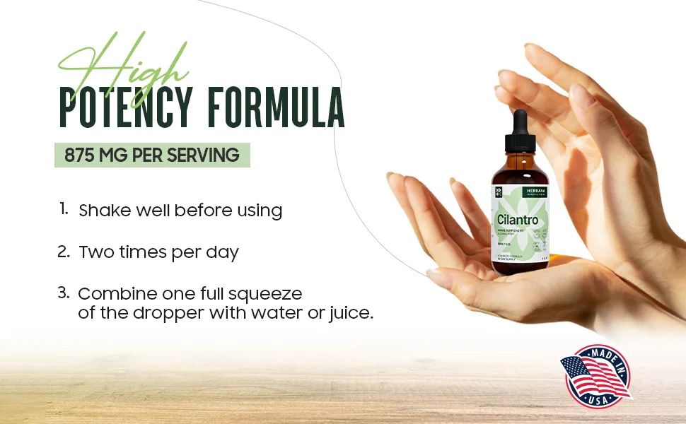 HERBANA MANUFACTURING Cilantro Leaf Drops for Body Cleansing and Detox - 4 Fl Oz. - herb Cilantro antioxidants Extract Drops Detox calming nervous system cleanse detoxification memory