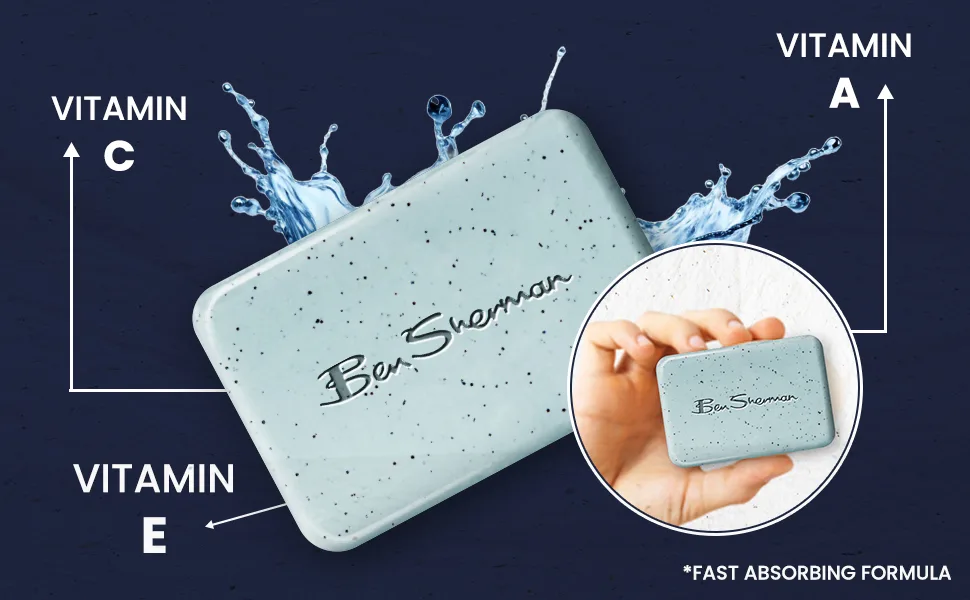Ben Sherman Bar Soap for Men 3 Pack Men's Bar Soap Exfoliating Body Soap Bars – Mint Sea Salt & Amber Teakwood - product information 3