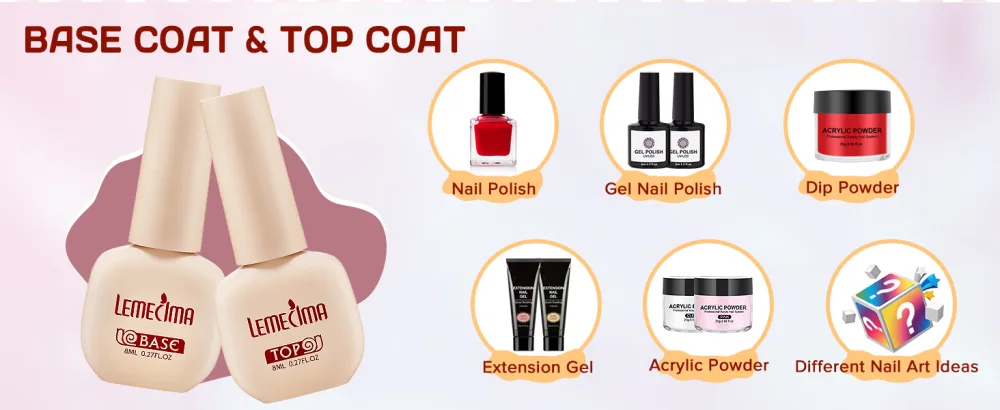 Lemecima Gel Nail Polish Base Coat and Top Coat Set 28+ Days Gloss Shiny Long Lasting Drying under UV/LED Lamp - product information 11