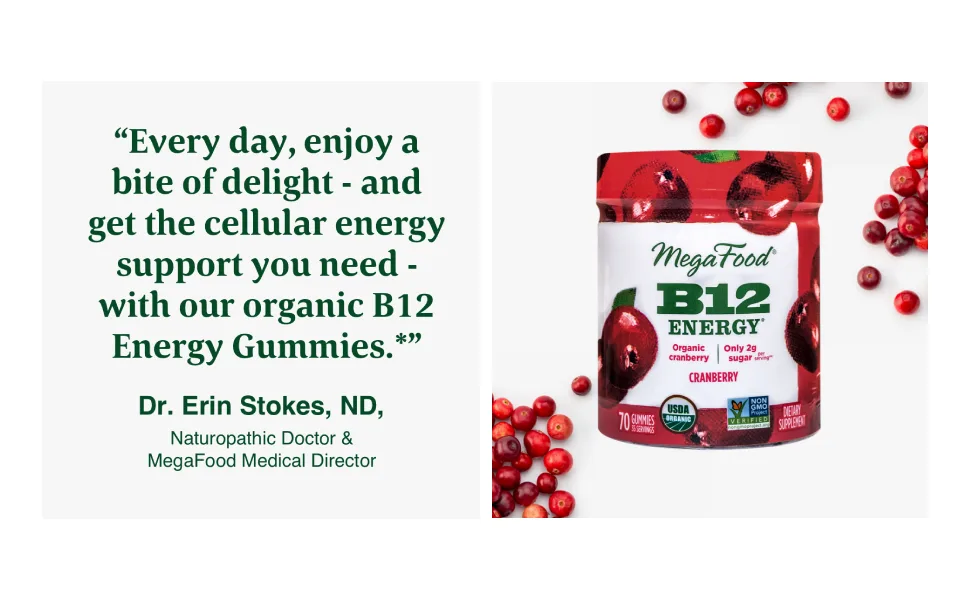 MegaFood B12 Energy Cranberry 70 Gummies - product information 2