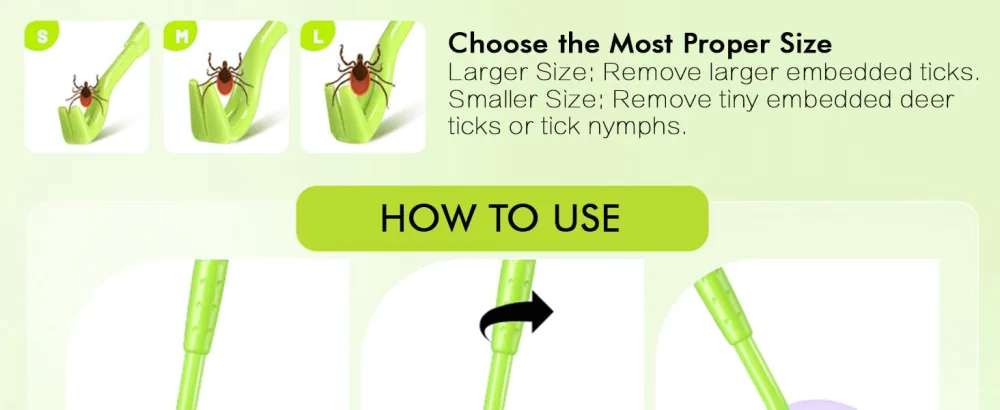 HouChanges 3Pcs Tick Remover Tool Painlessly Tick for Dogs Cats and Humans Pets Green Tick Hook Green - product information 3
