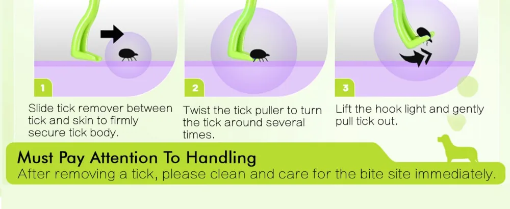 HouChanges 3Pcs Tick Remover Tool Painlessly Tick for Dogs Cats and Humans Pets Green Tick Hook Green - product information 4