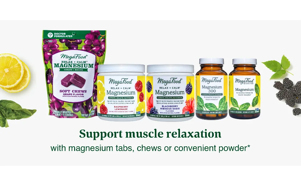 MegaFood Relax + Calm Magnesium Raspberry Lemonade 7.05 oz (200 g) - megafood