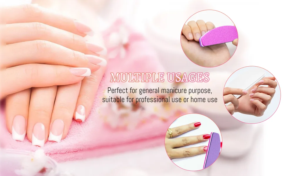20PCS Nail Buffer 100/180 White Nail Buffer Blocks for Natural Gel & Acrylic Nails Half Moon Buffer Sanding Block Professional Salon Nail Buffing Block Manicure Tools - buffer for gel nails