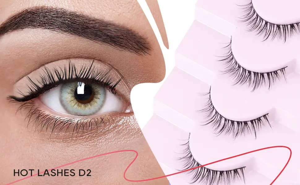 Onlyall Natural Lashes Short Eyelashes Wispy Lashes Natural Look Soft False Eyelashes False Eye Lashes Faux Mink Eyelashes 7 Pairs D2 D2 Short (6-10MM) - D1D2LASHES