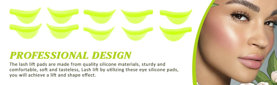 Libeauty Eyelash Perm Pads 10pcs Silicone Lash Lift Shields for Eyelash Perm XS/S/M/L/XL 5 Size Reusable Soft Lash Lifting Rods (Yellow) - professional