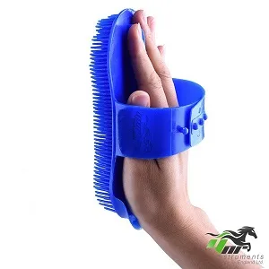Plastic Curry Comb with Adjustable Strap Horse Pony Care Grooming (Pink) - Adjustable hand strap