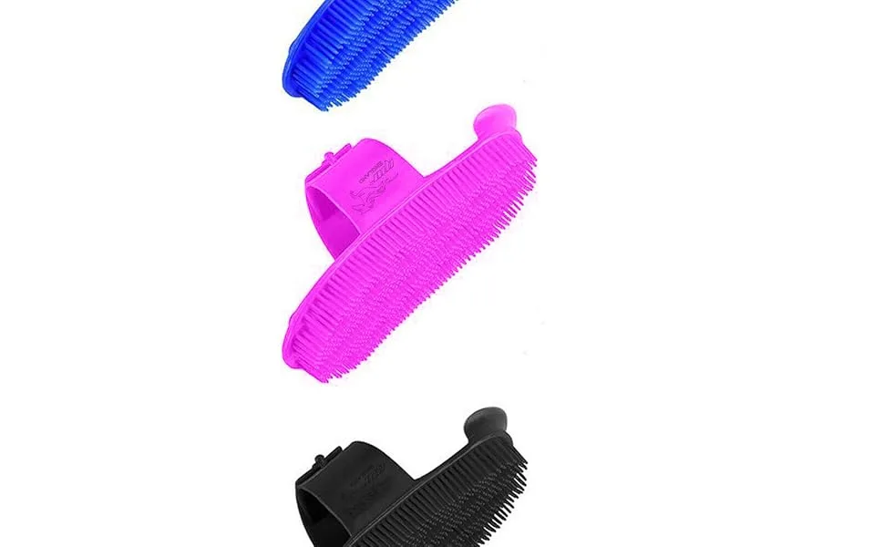 Plastic Curry Comb with Adjustable Strap Horse Pony Care Grooming (Pink) - blue pink black