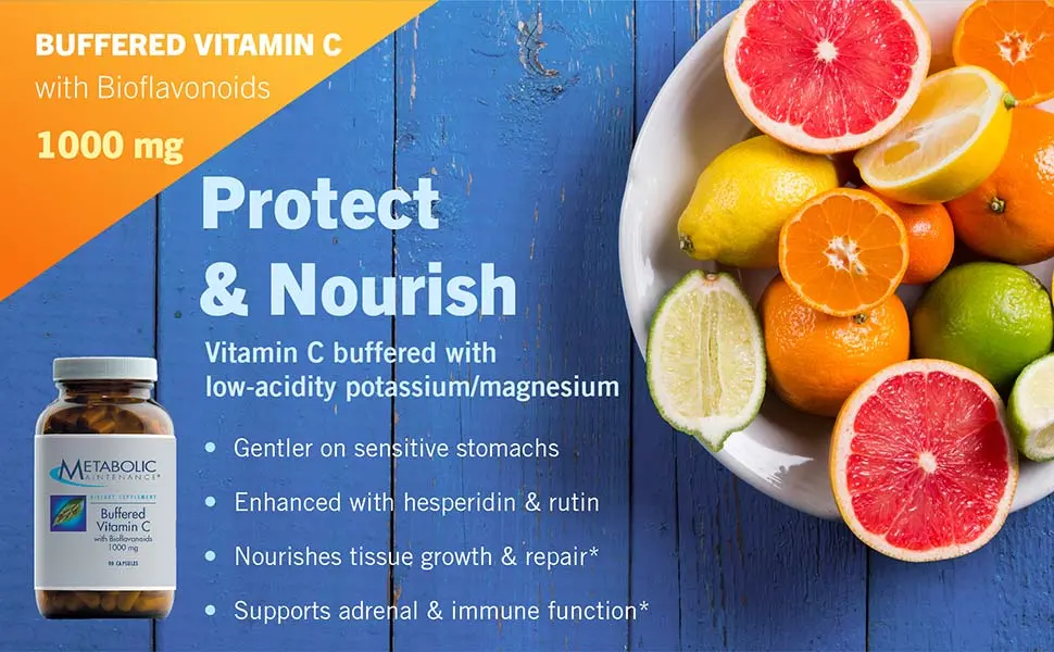 Metabolic Maintenance Buffered Vitamin C with Bioflavonoids 1000 mg 90 Capsules - Protect & Nourish