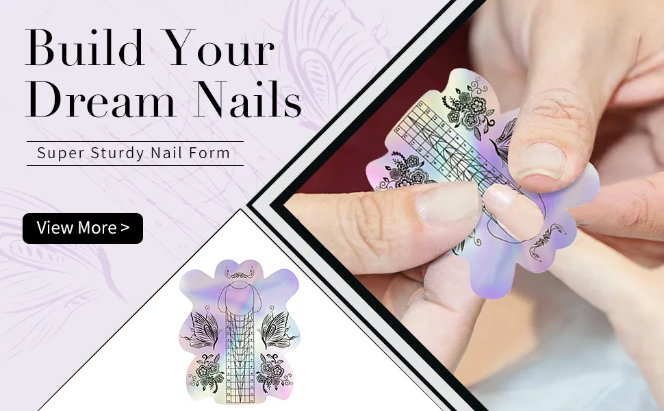 100pcs Pro Square Nail Forms for Gel Builder French Acrylic UV Gel Tips Extension Sticker Builder Form Guide Stencil Manicure Tools HJ-NTF060  - nail form forms acrylic nails gel sticker builder c curve extension long extra tips guide