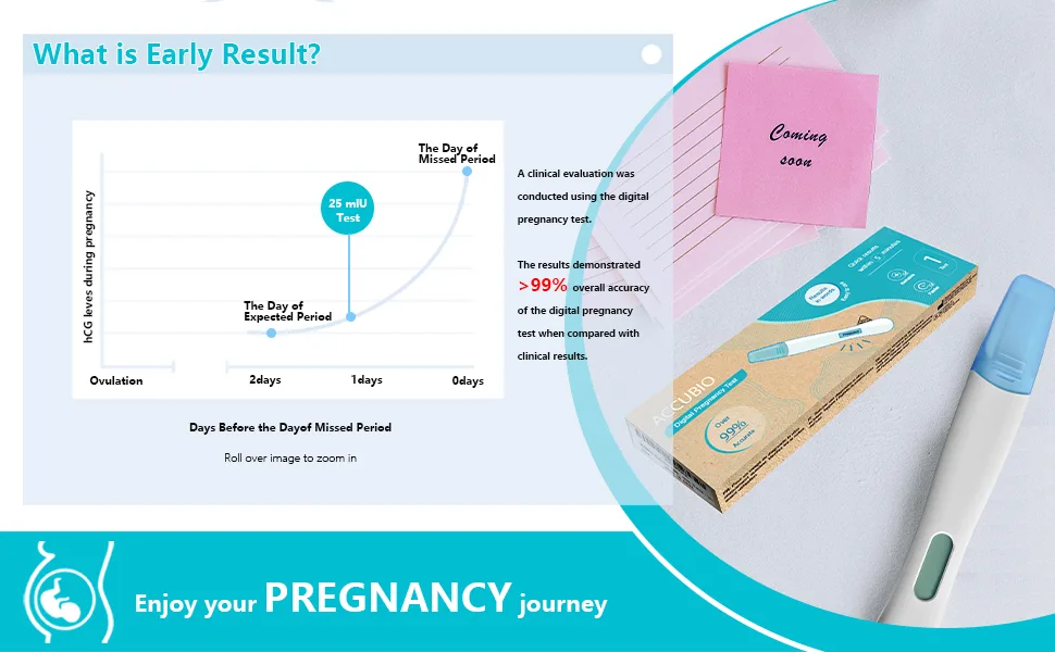 ACCUBIO Digital Pregnancy Test First Response Early Pregnancy Test HCG Fertility Test Home Rapid Detection Over 99% Accurate Result in Words Within 5 Minutes 1 Test - Test home rapid detection
