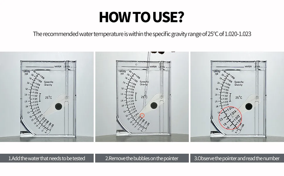boxtech Aquarium Marine Test Sea Saltwater Hydrometer Reef Ocean Hydrometer Salinity Meter for Pool Aquarium Water Salinity Specific Gravity Test - 543543