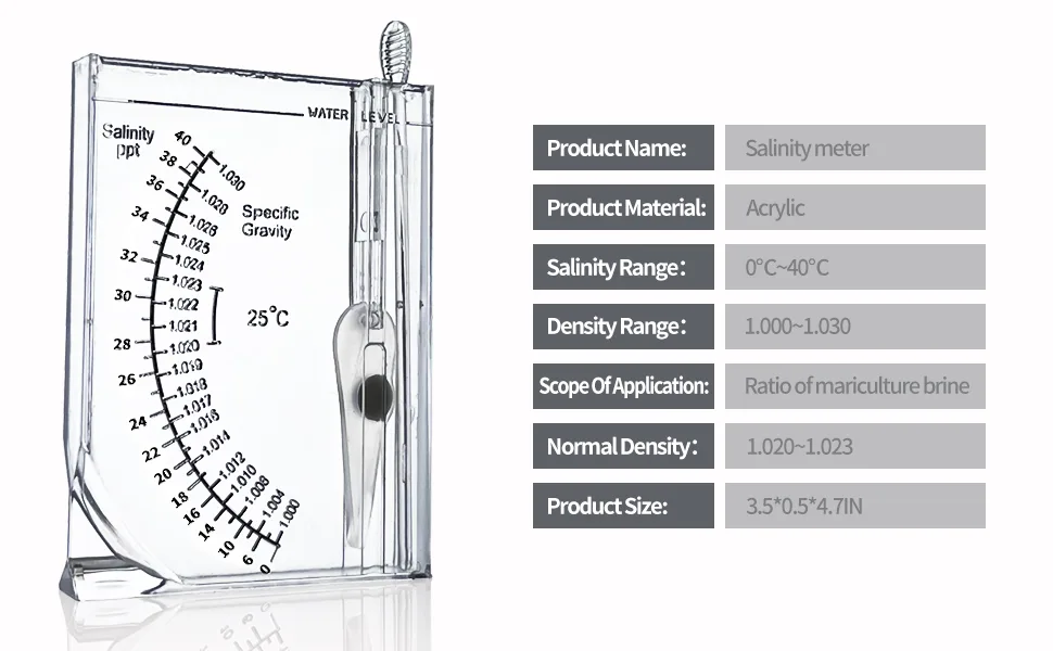 boxtech Aquarium Marine Test Sea Saltwater Hydrometer Reef Ocean Hydrometer Salinity Meter for Pool Aquarium Water Salinity Specific Gravity Test - 546546