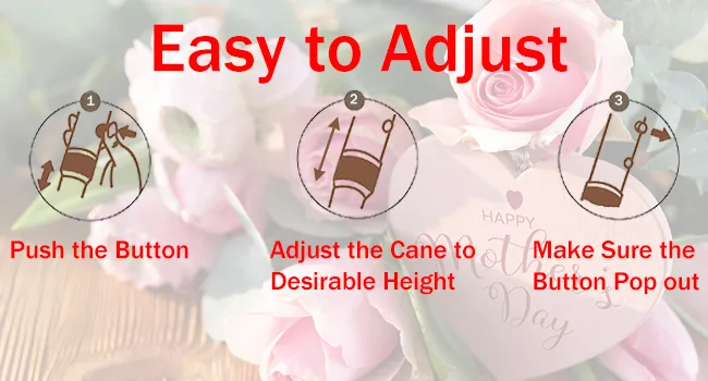 BeGrit Walking Sticks for Women Folding Walking Sticks Adjustable Walking Stick Collapsible Lightweight Flexible Stick Comfortable Grip Durable Mobility Aid for Ladies Men Red - 1452-3
