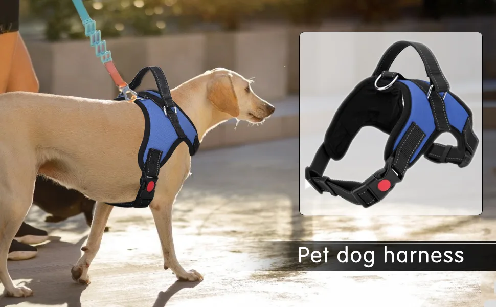 FYY Dog Harness No Pull Breathable Adjustable Pet Harness Dog Vest Harness Reflective Oxford Easy Control Dog Harness with Sturdy Handle for Small Medium Large Dogs M-Blue M A-Blue - dog harness large