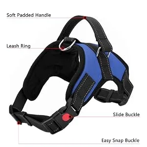 FYY Dog Harness No Pull Breathable Adjustable Pet Harness Dog Vest Harness Reflective Oxford Easy Control Dog Harness with Sturdy Handle for Small Medium Large Dogs M-Blue M A-Blue - dog harness large