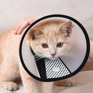 Vivifying Cat Cone Collar 5.5-7.2 Inches Lightweight Plastic Cat Recovery Cone Elizabethan Collar for Small Cats Mini puppies and Rabbits (Black-S) - cat cone