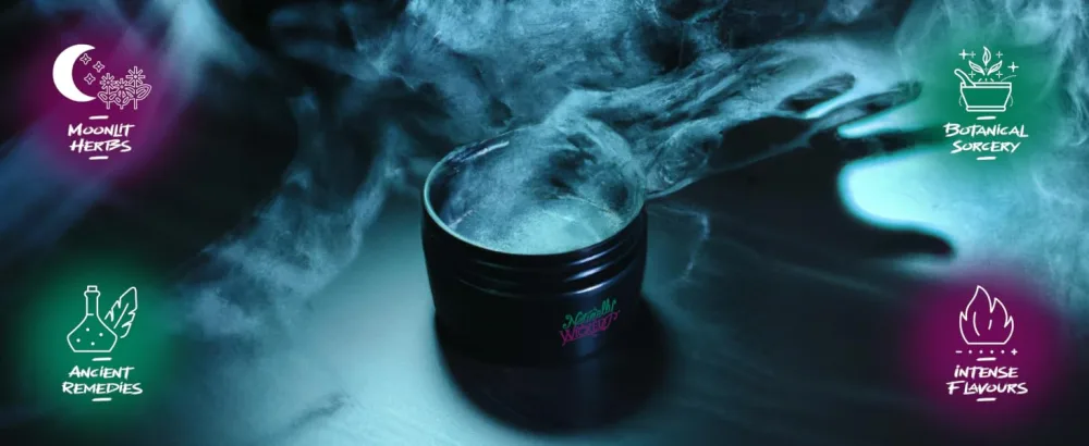 Naturally Wicked Herbal Hex Nail Treatment | All-In-One Nail Care | 50ml - Magical Smoky Potion Exploding From Naturally Wicked Cosmetic Beauty Container Near Ghostly Hand