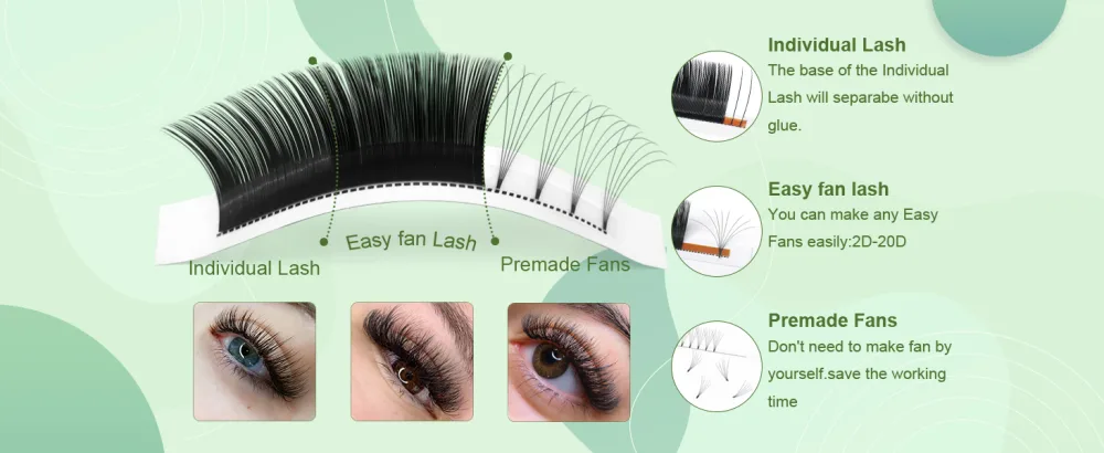 Easy Fan Lashes D-0.07-11 Eyelash Extensions C D curl Easy Fan Russian Lashes Self Fanning Lashes Automatic Blooming Lashes (D-0.07 11 mm) 11 mm D-0.07 - lash extension