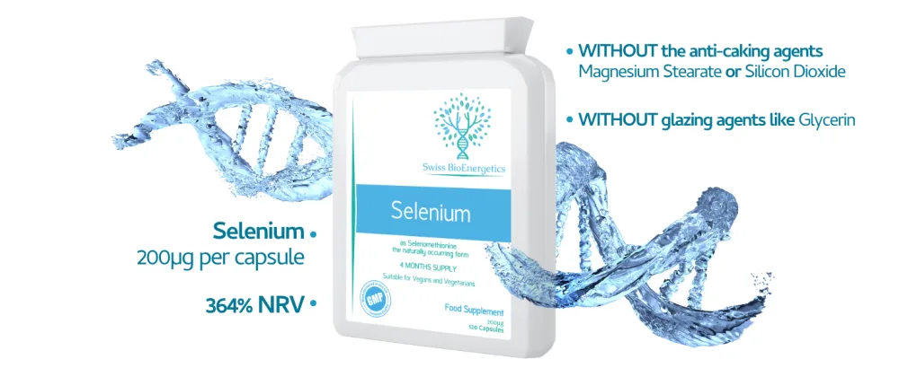 Selenium 200 g - 120 Capsules 4 Month Supply as Selenomethionine The Naturally Occurring Form with Superior bioavailability - Made in The UK - Swiss BioEnergetics Selenium 200µg - Module BI