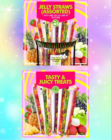 Vmart ABC Funny Hippo Assorted Fruit Flavour Jelly Straws 1kg Jar Tiktok Sweets - product information 3