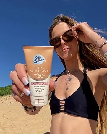 Tinted Moisturiser SPF 50 Face Moisturiser with Tinted Sunscreen for Face - Sun Zapper Australian BB Cream Light/Medium - tinted moisturiser spf 50