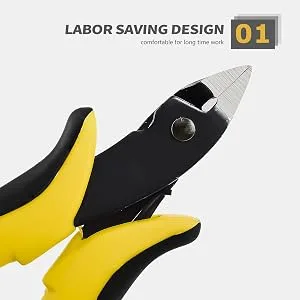 2pcs Wire Cutters Micro Flush Cutters Electrical Wire Cutters Cutting Pliers Flush Pliers Diagonal Side Cutters Wire Cutter Snips with Soft Grip for DIY Craft and Jewelry(Yellow) - 1544