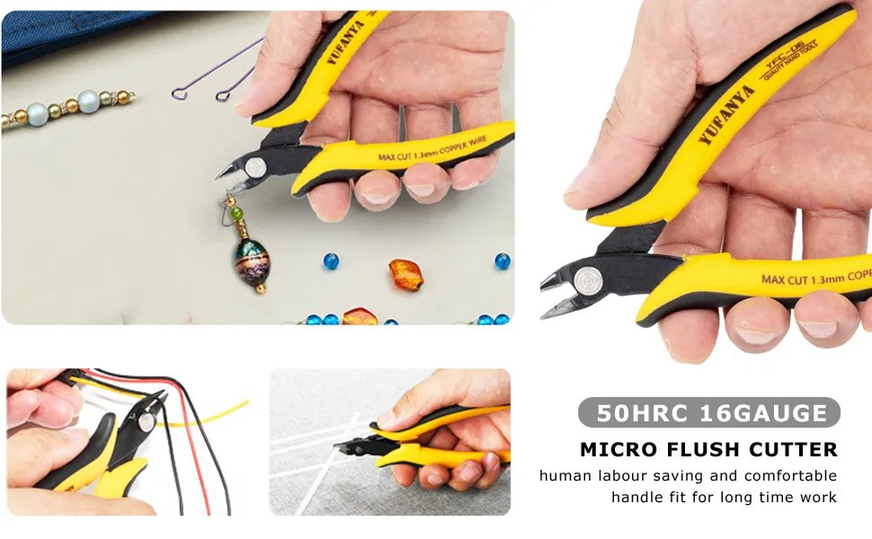 2pcs Wire Cutters Micro Flush Cutters Electrical Wire Cutters Cutting Pliers Flush Pliers Diagonal Side Cutters Wire Cutter Snips with Soft Grip for DIY Craft and Jewelry(Yellow) - product information 10