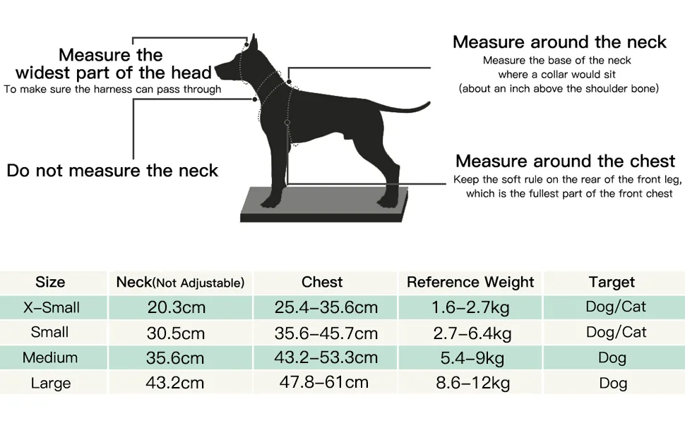 PUPTECK Dog Harness Small Dog Soft Mesh Pet Puppy Cat Comfort Padded Vest No Pull Harnesses and Lead Set XS Beige - size chart