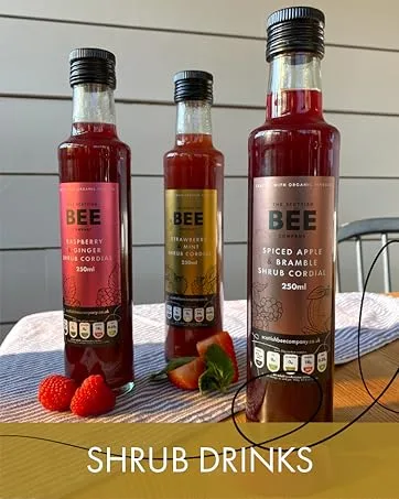 Raspberry and Ginger Shrub Cordial from The Scottish Bee Company 250ml - Fruit-Infused Cordial made with Apple Cider Vinegar - Made in Scotland - BRAND STORY