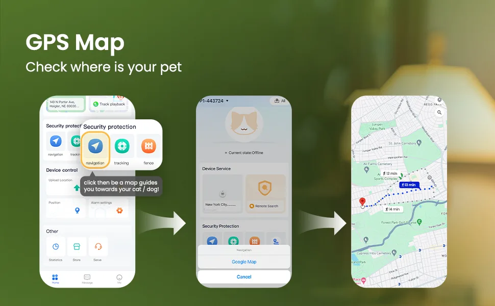 SEEWORLD P1 GPS Cat Dog Tracker 4G Pet tracker for Dogs Cats Waterproof Pet Tracking Device (6.5lbs+) Smart Dog Activity Tracker Real Time Tracking Cat Tracker Unlimited Range Blue - cat tracker