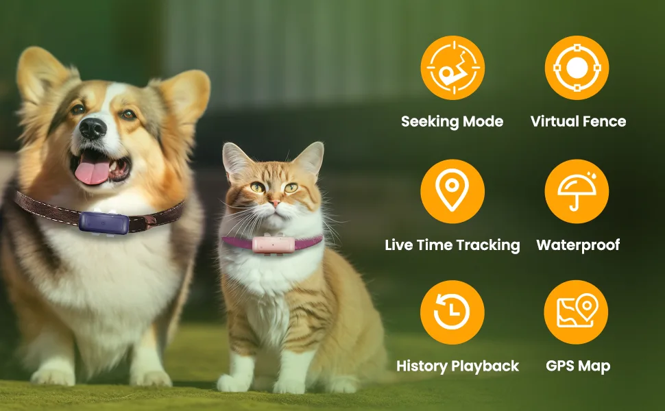 SEEWORLD P1 GPS Cat Dog Tracker 4G Pet tracker for Dogs Cats Waterproof Pet Tracking Device (6.5lbs+) Smart Dog Activity Tracker Real Time Tracking Cat Tracker Unlimited Range Blue - cat tracker