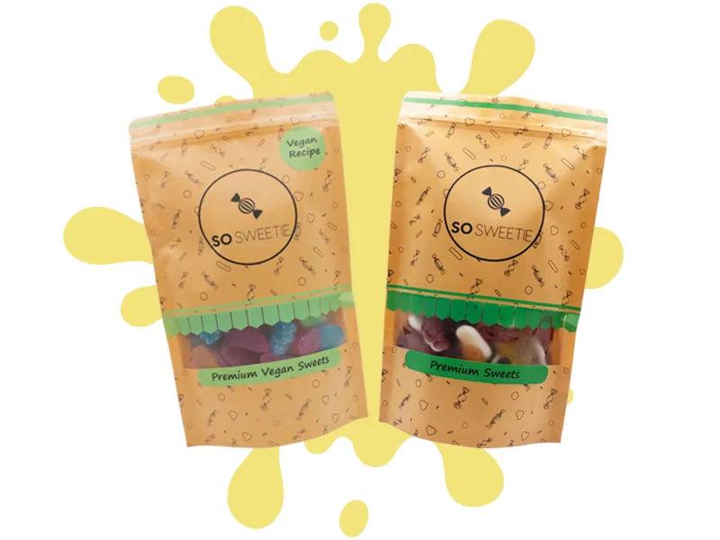 SoSweetie VEGAN Premium Pick and Mix Sweets in a resealable pouch - Single Image with Text