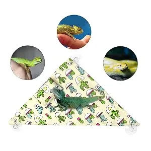 Tocwick 2Pcs Bearded Dragon Hammock and Pillow Leopard Gecko Swing Hanging Bed Lounger Ladder for Chameleons Hamster Small Animals Green - Hammock Suit Various Small Pets
