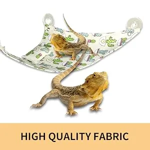 Tocwick 2Pcs Bearded Dragon Hammock and Pillow Leopard Gecko Swing Hanging Bed Lounger Ladder for Chameleons Hamster Small Animals Green - High Quality Fabric
