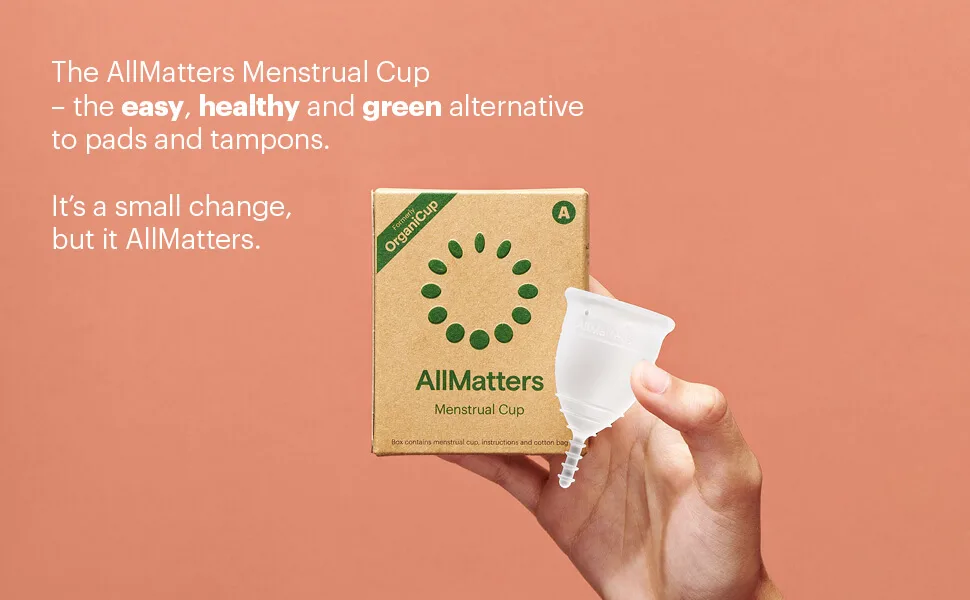 AllMatters Menstrual Cup (Formerly OrganiCup) Size B for Those Who Have Given Birth Vaginally. Award Winning Period Cup - OrganiCup Menstrual Cup by AllMatters, model holding cup