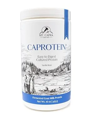 Mt. Capra Caprotein Premium Goat-Milk Protein Natural Vanilla 1 lb. (453 g) - Caprotein Fermented protein powder goat milk casein whey grassfed pasture raised