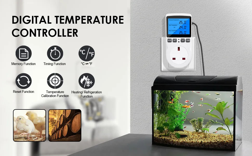 Diymore Temperature Controller Thermostat Plug 220V Digital Thermostat with Backlight LCD Screen Heating Cooling Temperature Switch Thermostatic Socket for Greenhouse Farm Terrarium - product information 19