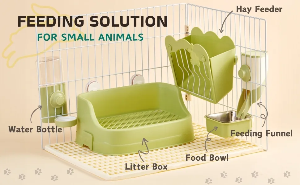 Rabbit Hay Feeder Hanging Feeding Hay Rack for Small Animals Rabbit Dwarf Rabbit Guinea Pig (Green) - hay feeder