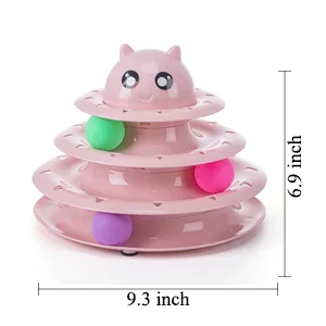 Vealind Cat Toys Interactive Fun Roller Exerciser 3 Level Tower Ball Toy Kitten Teaser Toy with Colorful Balls Green - product information 24