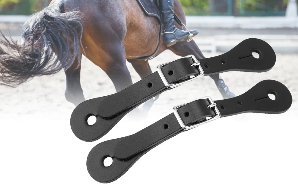 Zerodis Spur Strap 1 Pair Handmade Leather Equestrian Spur Strap Cowboy Outfit Boots(black) - product information 19