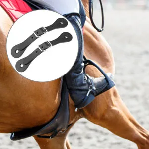 Zerodis Spur Strap 1 Pair Handmade Leather Equestrian Spur Strap Cowboy Outfit Boots(black) - product information 20